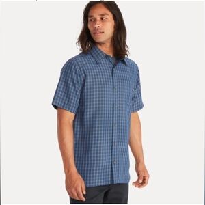 Marmot Eldridge Blue Plaid Short Sleeve Button Down Shirt Mens Size S